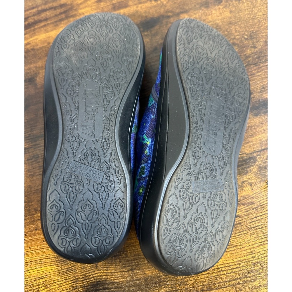 Alegria Spright Baby Bloomer Shoes Size 7 -7.5 37 Blue Knit Slip-On Comfort Flat - Picture 9 of 12